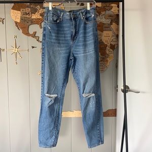 Forever 21 High Waisted Med Wash Straight Denim Jeans